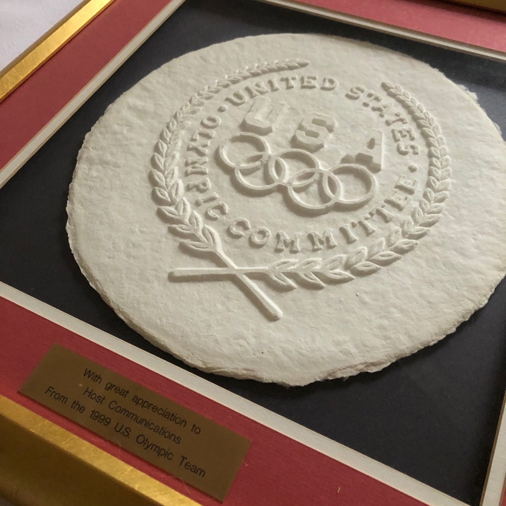 Usa Olympic Embossed Paper 1999 Cert. Authenticity